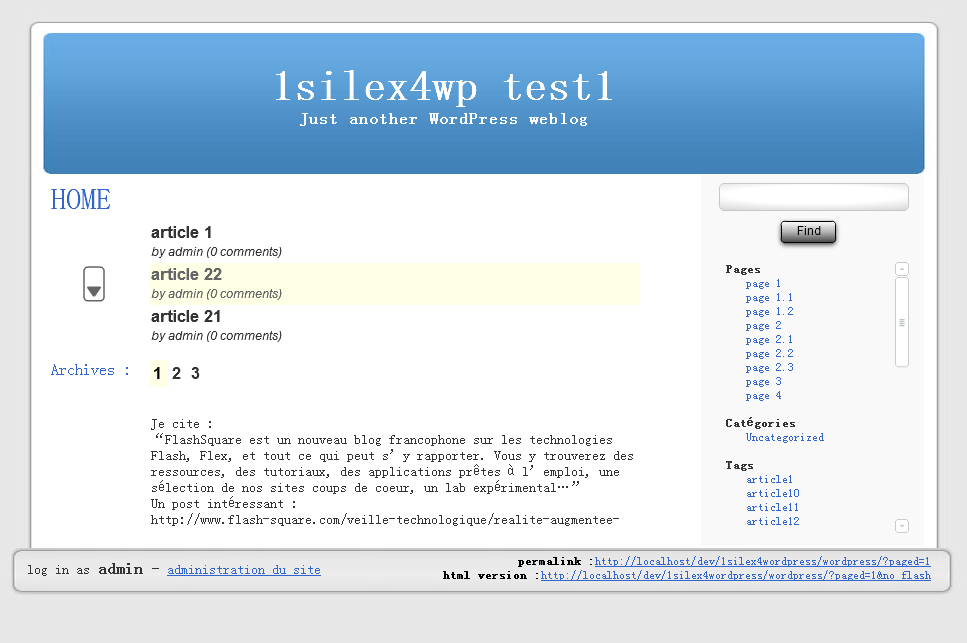 Flash version of WordPress default theme The Flash version of WordPress default theme